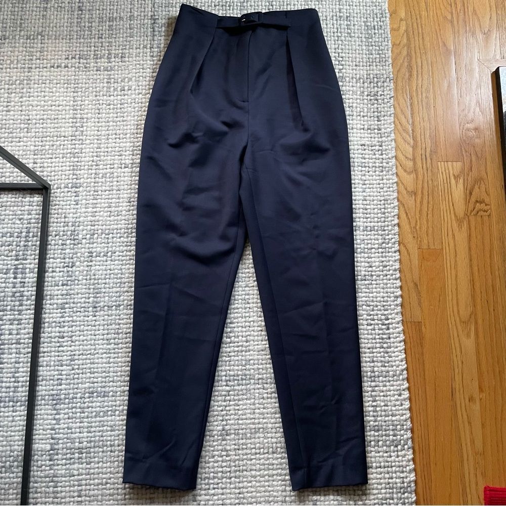Gabriela Hearst Purple Wool Blend Straight Leg Belted Pants 38